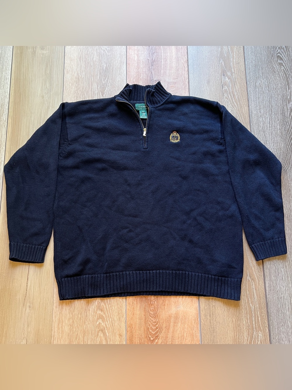 Ralph Lauren Navy Half-Zip Crest Jumper
